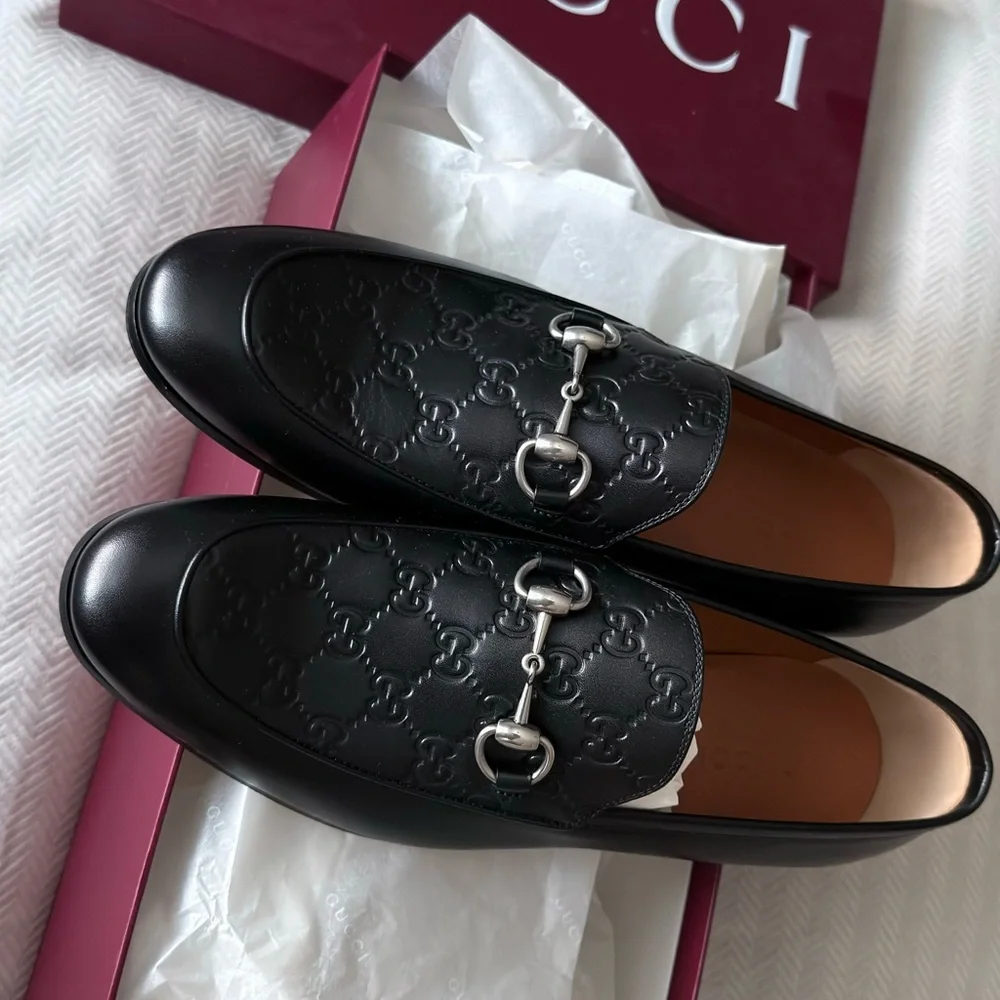 Gucci Black Leather Horsebit Loafers